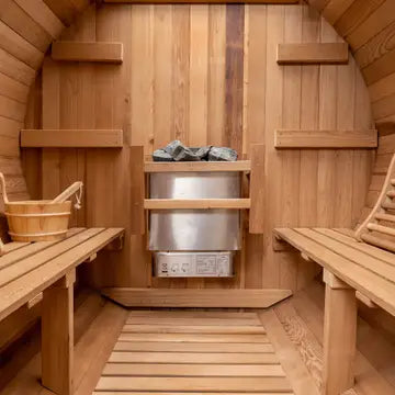 Barrel Outdoor Sauna - 6 Person w/ Harvia Kip 8kW Heater - My Store