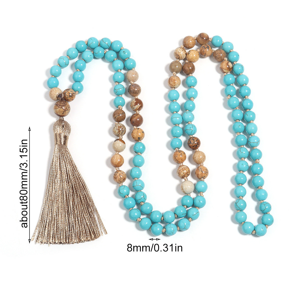 108 Mala Necklace - Vintage Turquoise Painted Stone - My Store