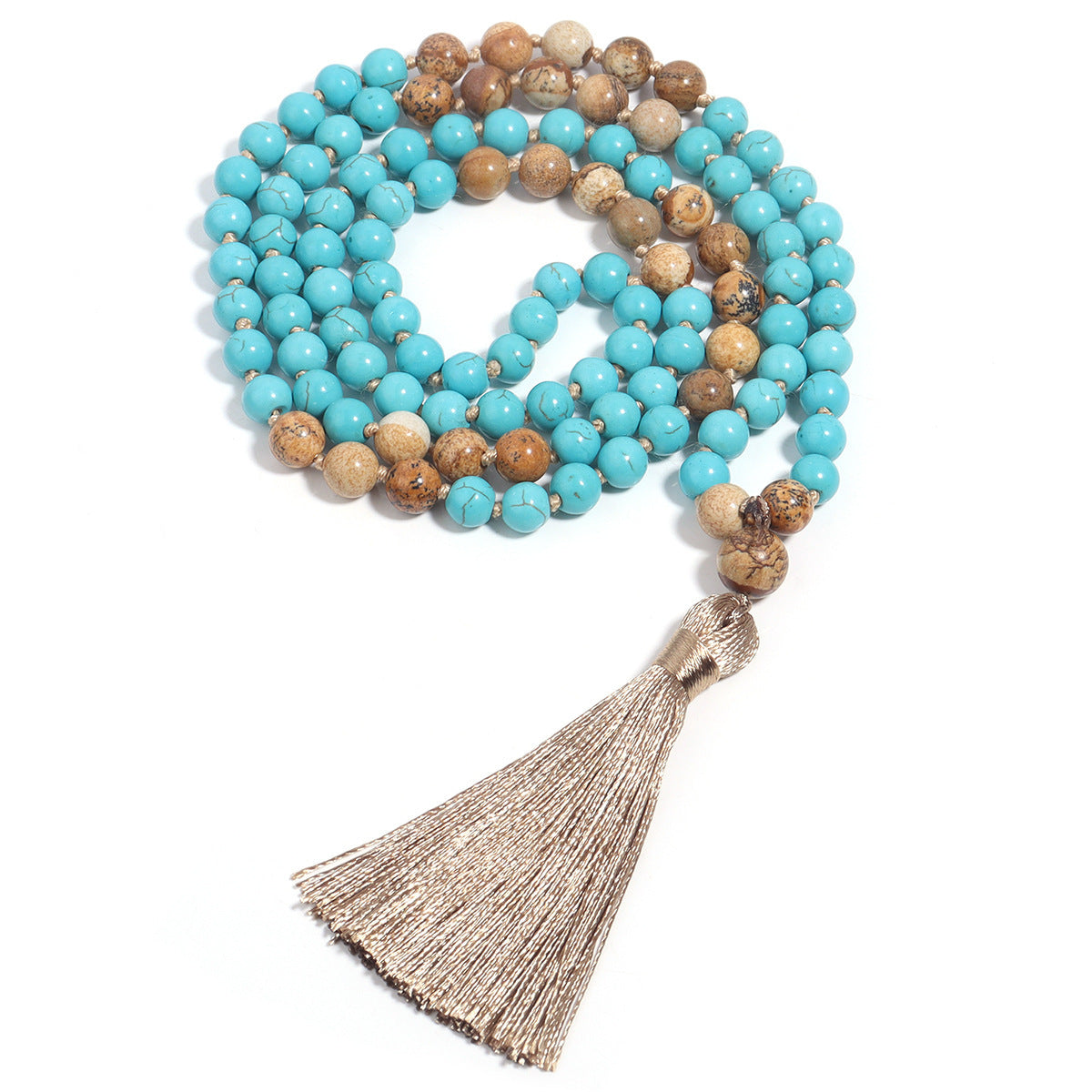 108 Mala Necklace - Vintage Turquoise Painted Stone - My Store